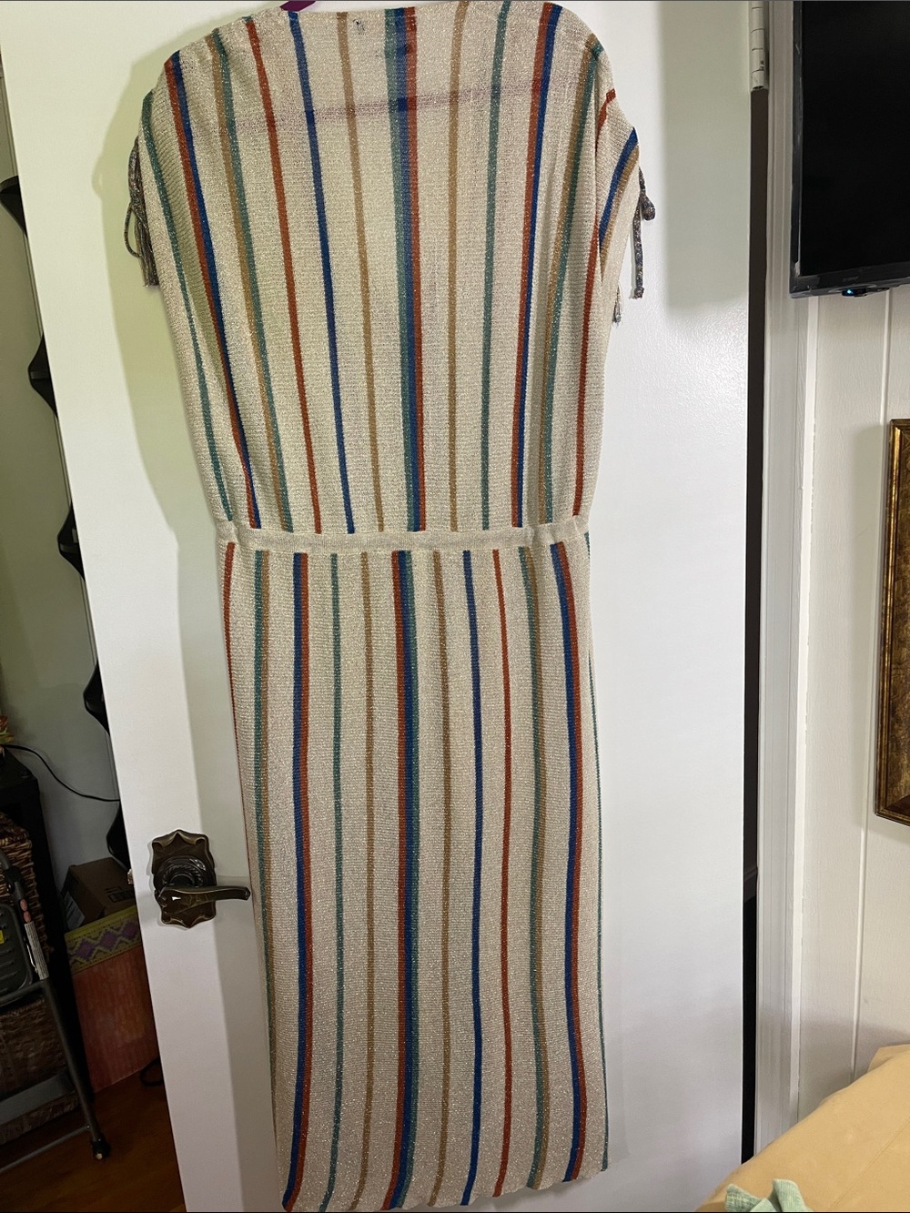 Zara Striped Italian Knit Button-Front Kaftan Dress. Limited Edition. Size M - Picture 4 of 10